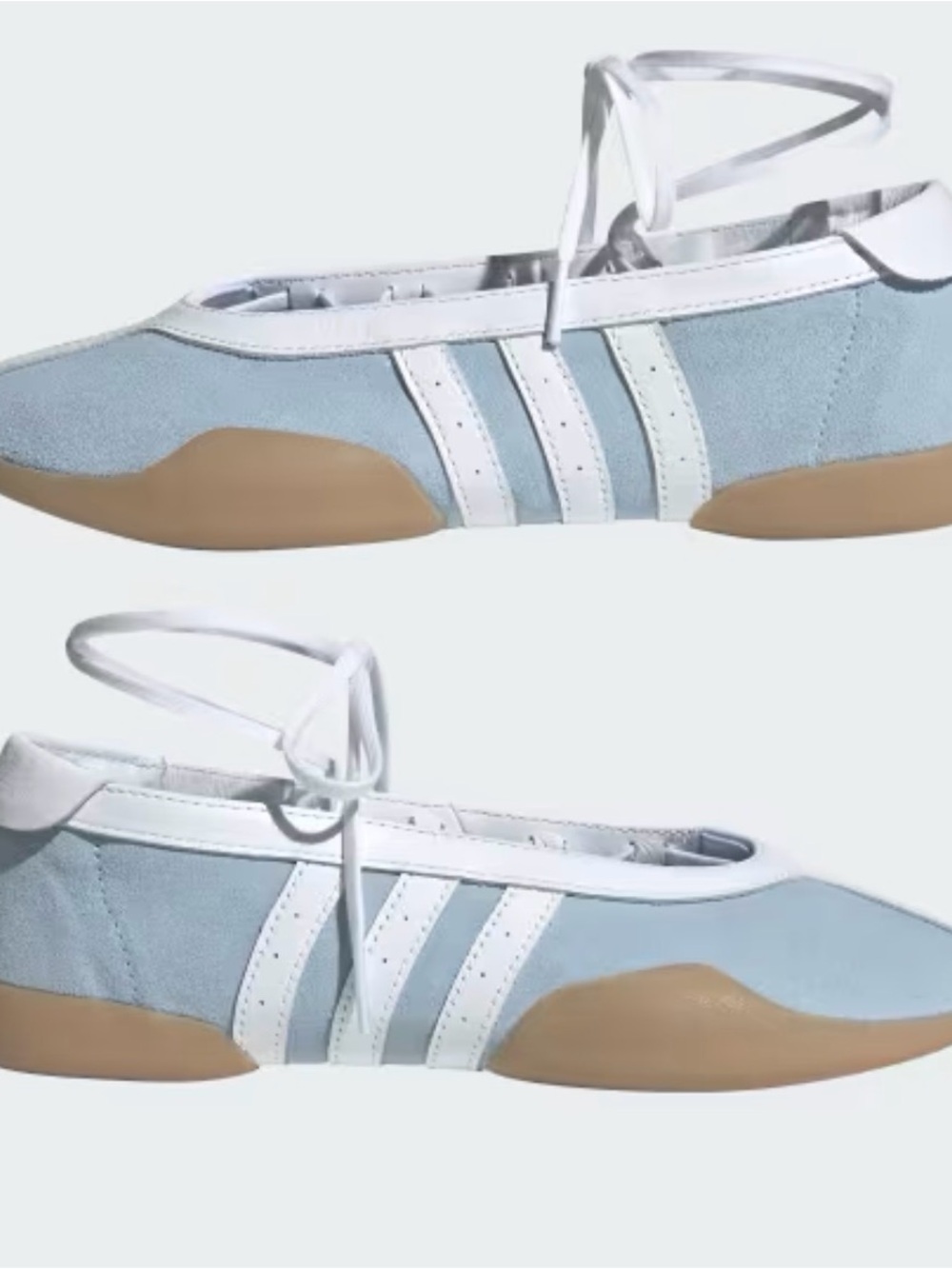 adidas Light Blue and White Ballet-Style Lace-Up Flats